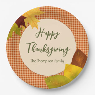 Autumn Gingham Thanksgiving Paper Plates