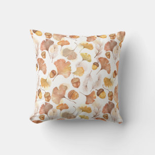 Autumn Ginkgo Leaf & Acorn Botanical Scatter Cushion
