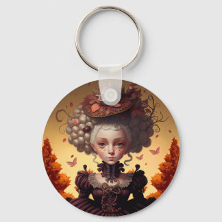 Autumn Girl And Her Fancy Hat Key Ring