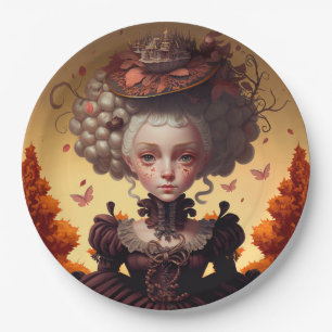 Autumn Girl And Her Fancy Hat Paper Plate