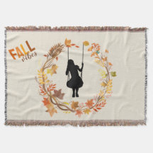 Autumn Girl on Swing Graphic _Fall Leaf