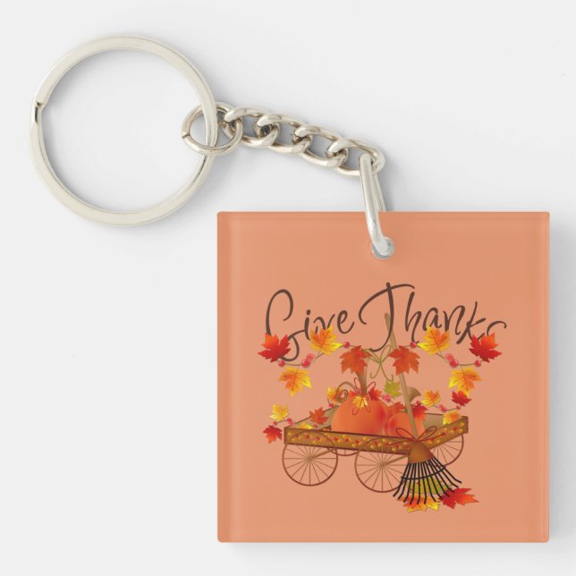 Autumn Give Thanks Key Ring (Front)