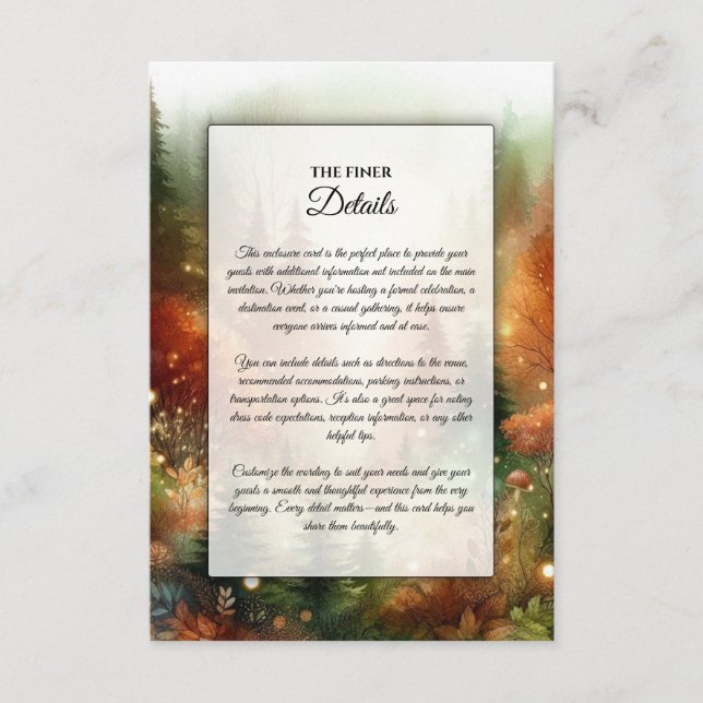 Autumn Glow in the Enchanted Forest Wedding Enclosure Card (Front)