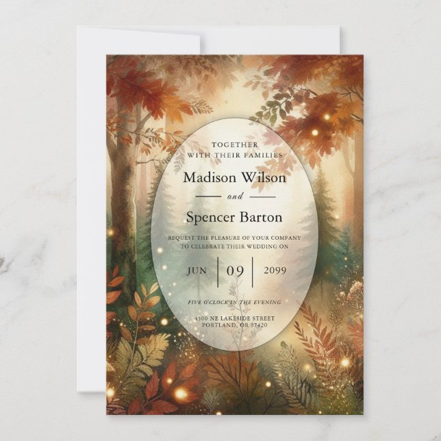 Autumn Glow in the Enchanted Forest Wedding Invitation (Front)