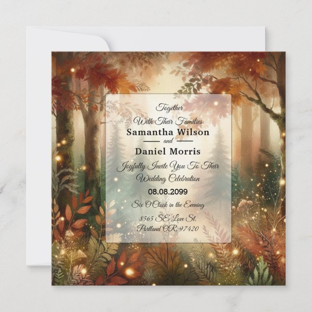 Autumn Glow in the Enchanted Forest Wedding Invitation (Front)