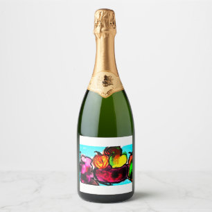 Autumn glow love sparkling wine label