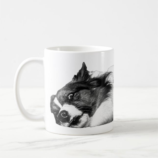 Autumn Glow, Resting Corgi Sketch Coffee Mug (Left)