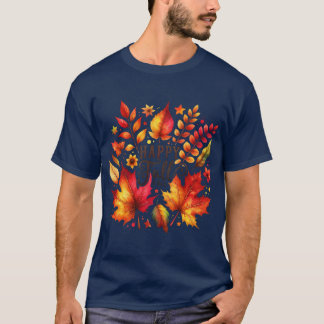 Autumn Glow Watercolor Pumpkins Leaves FallThemed  T-Shirt