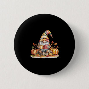 Autumn Gnome Reading Book With Pumpkins Fall Tank  6 Cm Round Badge