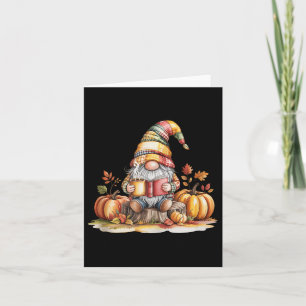 Autumn Gnome Reading Book With Pumpkins Fall Tank Card