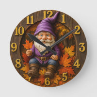 Autumn gnome with maple leaves rustic
