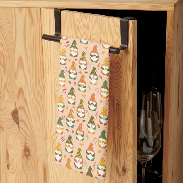 Autumn Gnomes in the Forest Pattern Tea Towel (Thirds Fold)