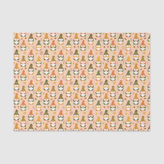Autumn Gnomes in the Forest Pattern Tissue Paper (Front)
