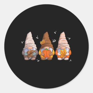 Autumn Gnomes Thanksgiving Gnomes With Pumpkin Lea Classic Round Sticker