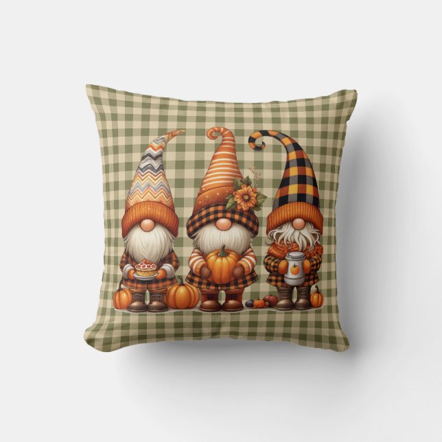 Autumn Gnomes Throw Pillow (Front)
