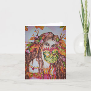 Autumn Goddess Harvest Moon Masquerade Notecard