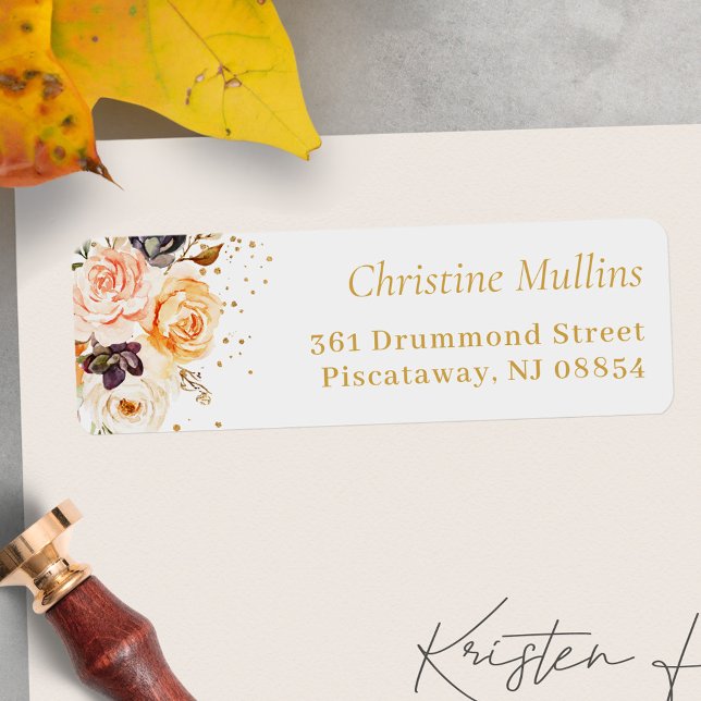 Autumn Gold Botanical Floral  Return Address (Creator Uploaded)