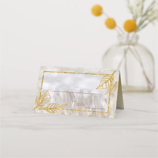 Autumn Gold Chestnut Leaves Table number Place Card