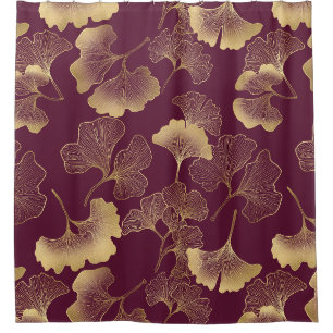 Autumn Gold Ginkgo Leaf Pattern Shower Curtain