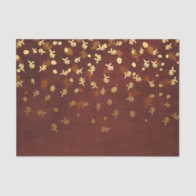 Autumn Gold Leaves Pattern Tissue Paper (Front)
