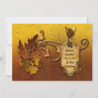 Autumn Gold Leaves Wedding Invitation