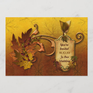 Autumn Gold Leaves Wedding Invitation