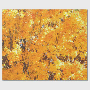 Autumn Gold Leaves Wrapping Paper