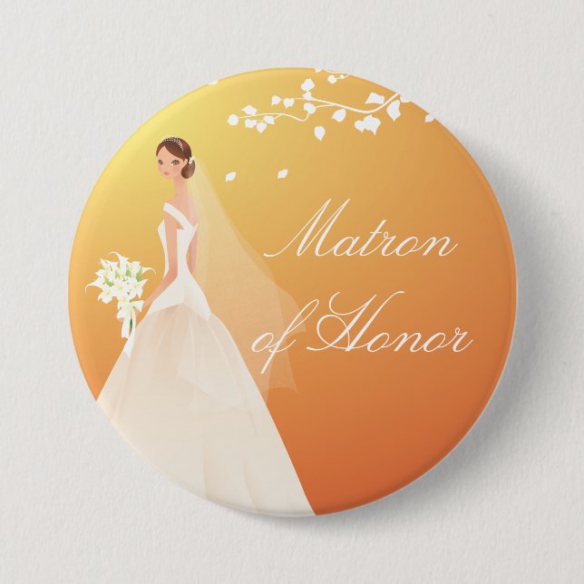 Autumn Gold Matron Honour Bridal Party Button (Front)