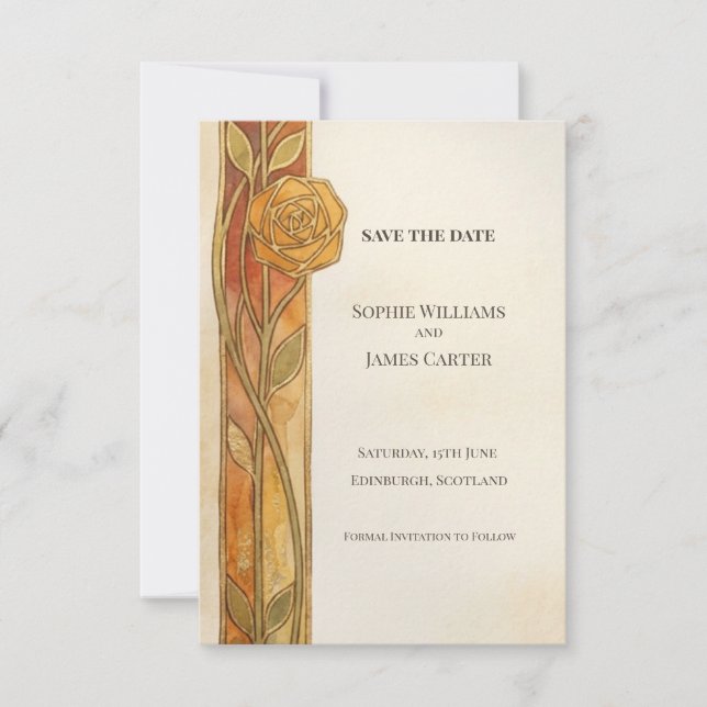 Autumn Gold Nouveau Save The Date (Front)
