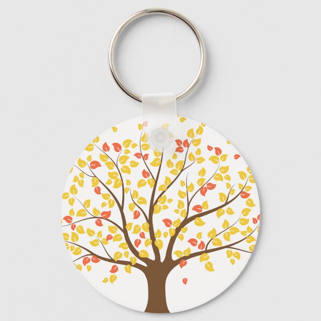 Autumn Gold Tree Button Keychain (Front)