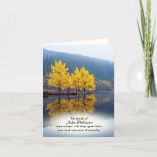 Autumn Gold Trees and Lake Sympathy Thank You Card