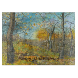 Autumn golden in an oak grove cutting board
