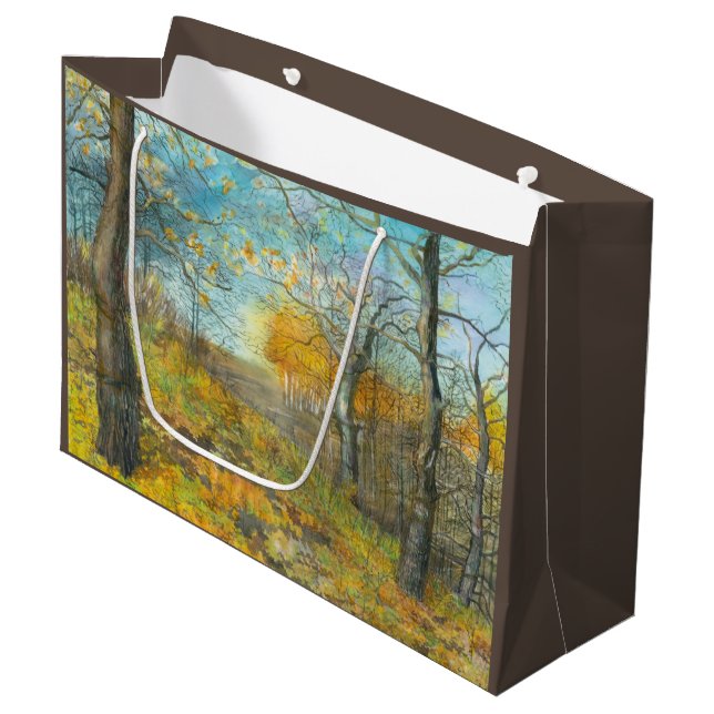 Autumn golden in an oak grove large gift bag (Front Angled)