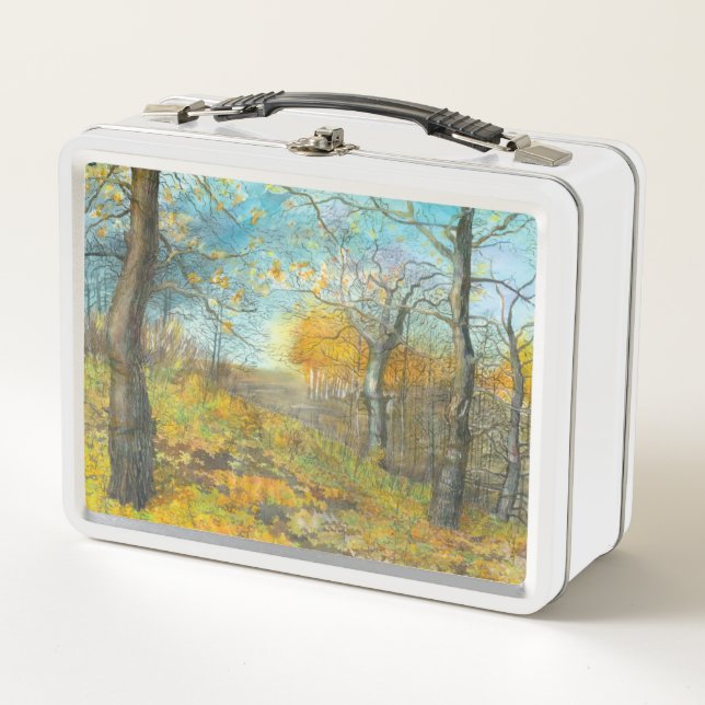 Autumn golden in an oak grove metal lunch box (Front)