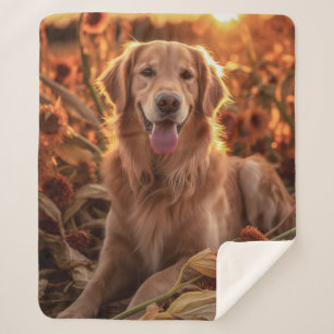 Autumn Golden Retriever Sherpa Blanket