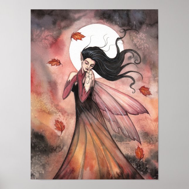 Autumn Gothic Fairy Fantasy Art Poster (Front)