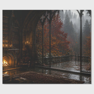 Autumn Gothic Window Hearth Wrapping Paper