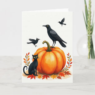 Autumn Gourd And Dark Bird Card