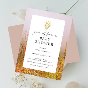 Autumn Grass Meadow Elegant Fall Baby Shower Invitation