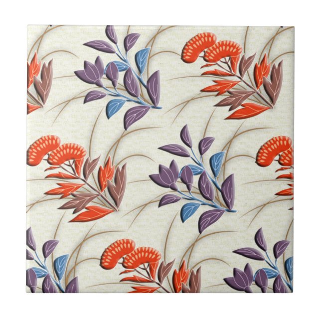 Autumn grasses japanese pattern tile (Front)