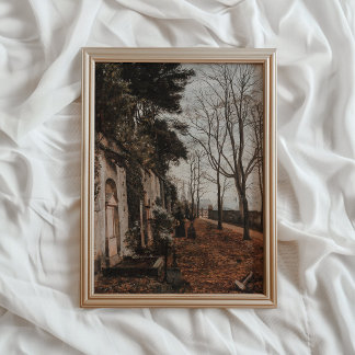 Autumn Graveyard Print, Vintage PRINTABLE Art, Moo Poster