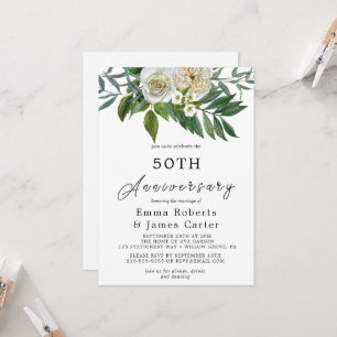 Autumn Greenery 50th Wedding Anniversary Invitation