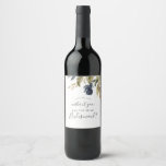 Autumn Greenery Bridesmaid Proposal Wine Label<br><div class="desc">This autumn greenery bridesmaid proposal wine label is perfect for a fall wedding. The modern rustic design features navy blue,  sage green and gold leaves with sprigs of dark blue flowers.</div>