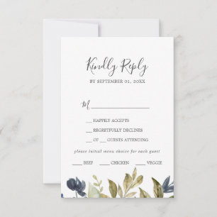 Autumn Greenery Menu Choice RSVP Card