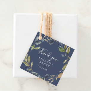 Autumn Greenery Navy Thank You Favour Tags