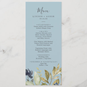 Autumn Greenery Slate Wedding Dinner Menu