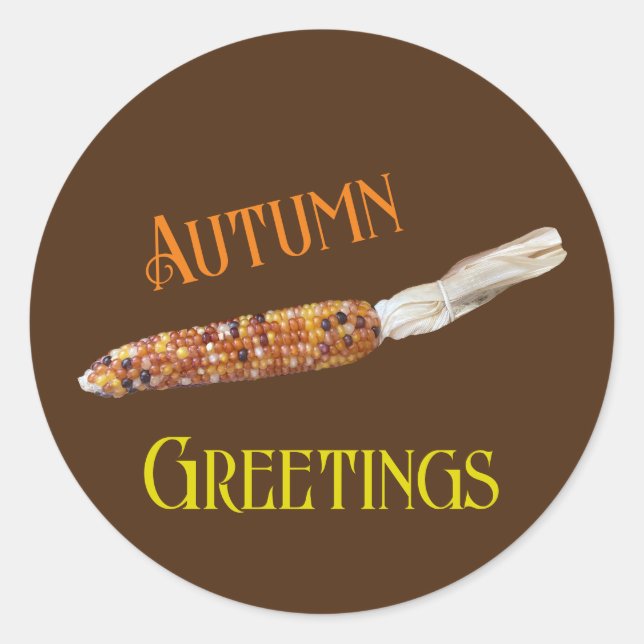Autumn Greetings Classic Round Sticker (Front)