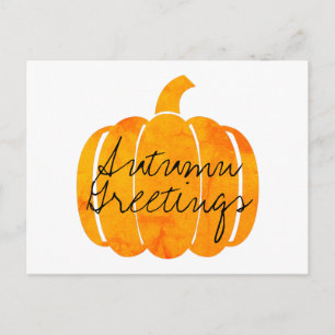 Autumn Greetings Customisable Orange Pumpkin Postcard