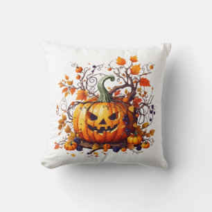 autumn Halloween funny pumpkin Cushion