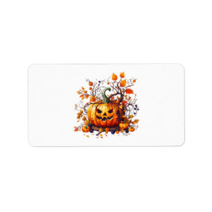 autumn Halloween funny pumpkin Label
